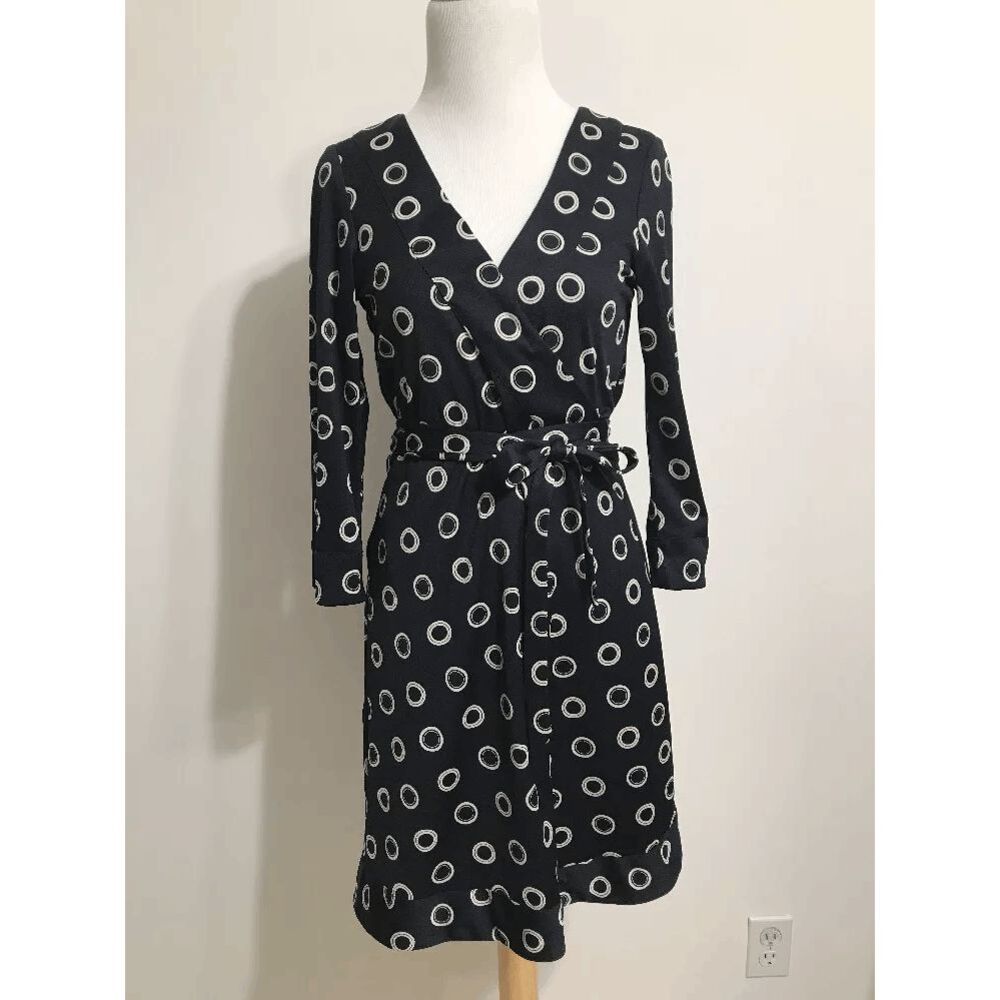 Alicia Bell Fine Garments Polka Dot Wrap Dress Navy 4